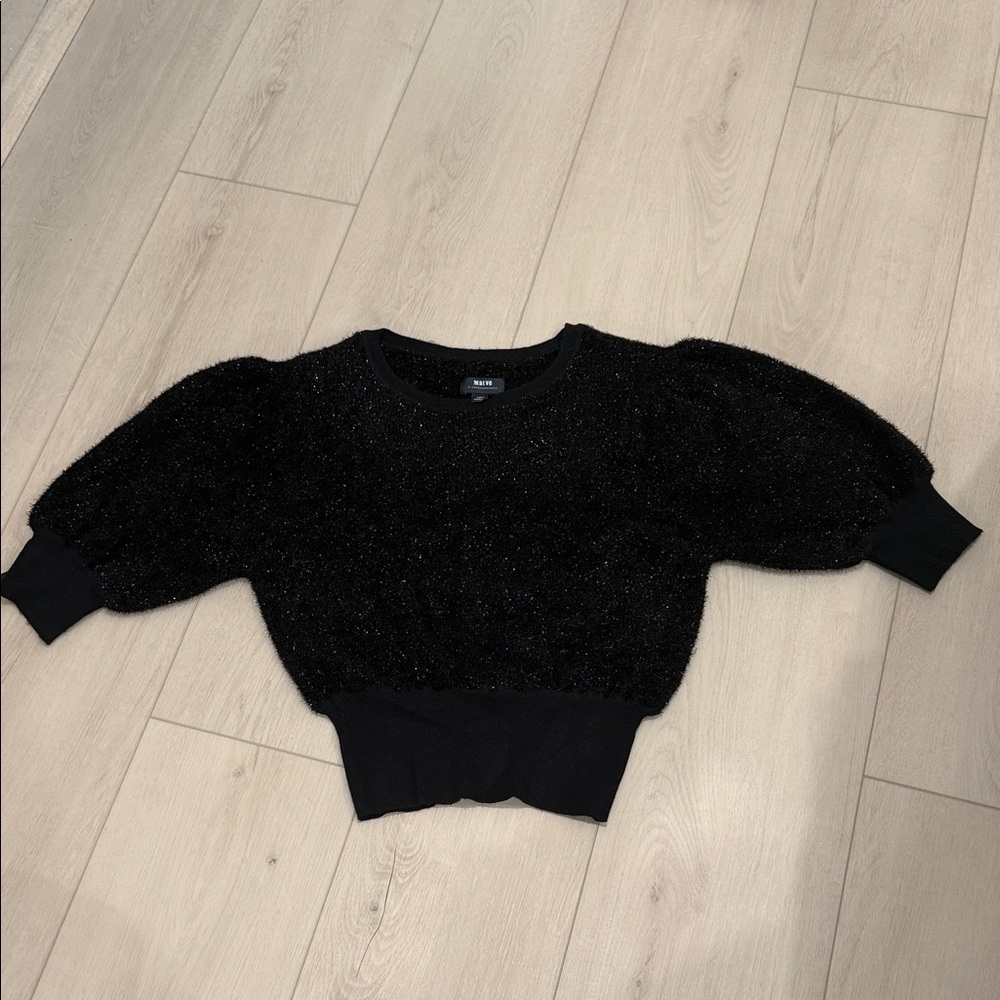 Anthropologie Shinny Black Crew Neck Sweater ❤️